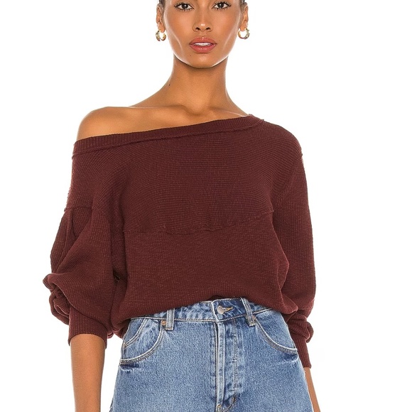 Free People Og long tee Cherry Cola color size L - Picture 3 of 6